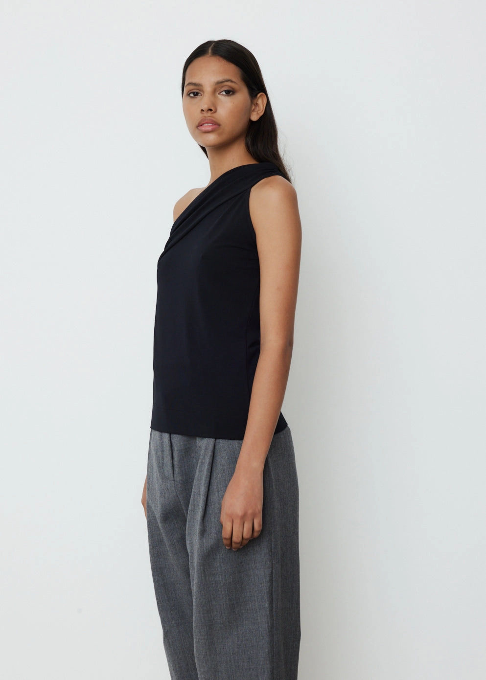 0057 One Shoulder Draped T-Shirt