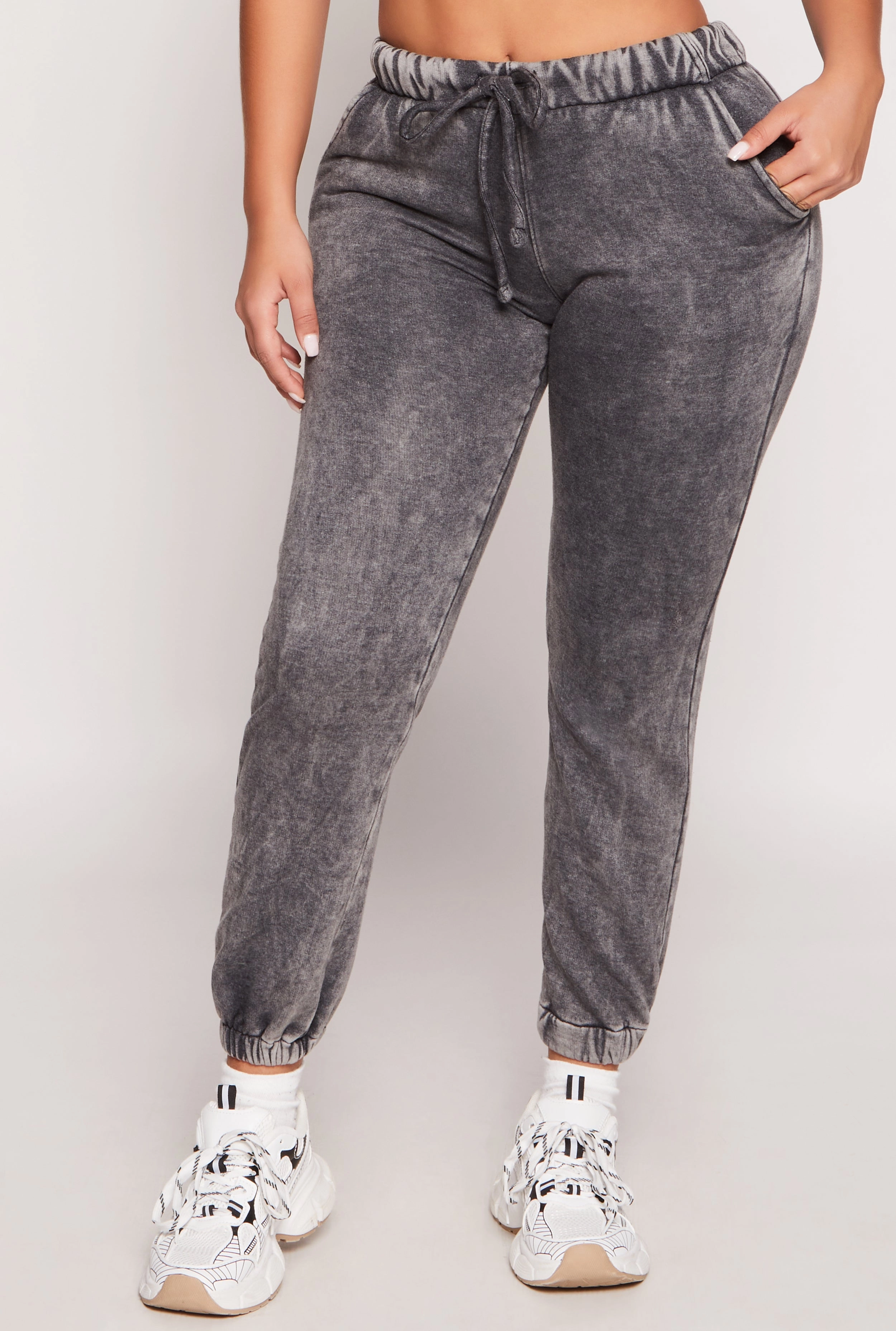 Acid Wash Fleece Drawstring Joggers