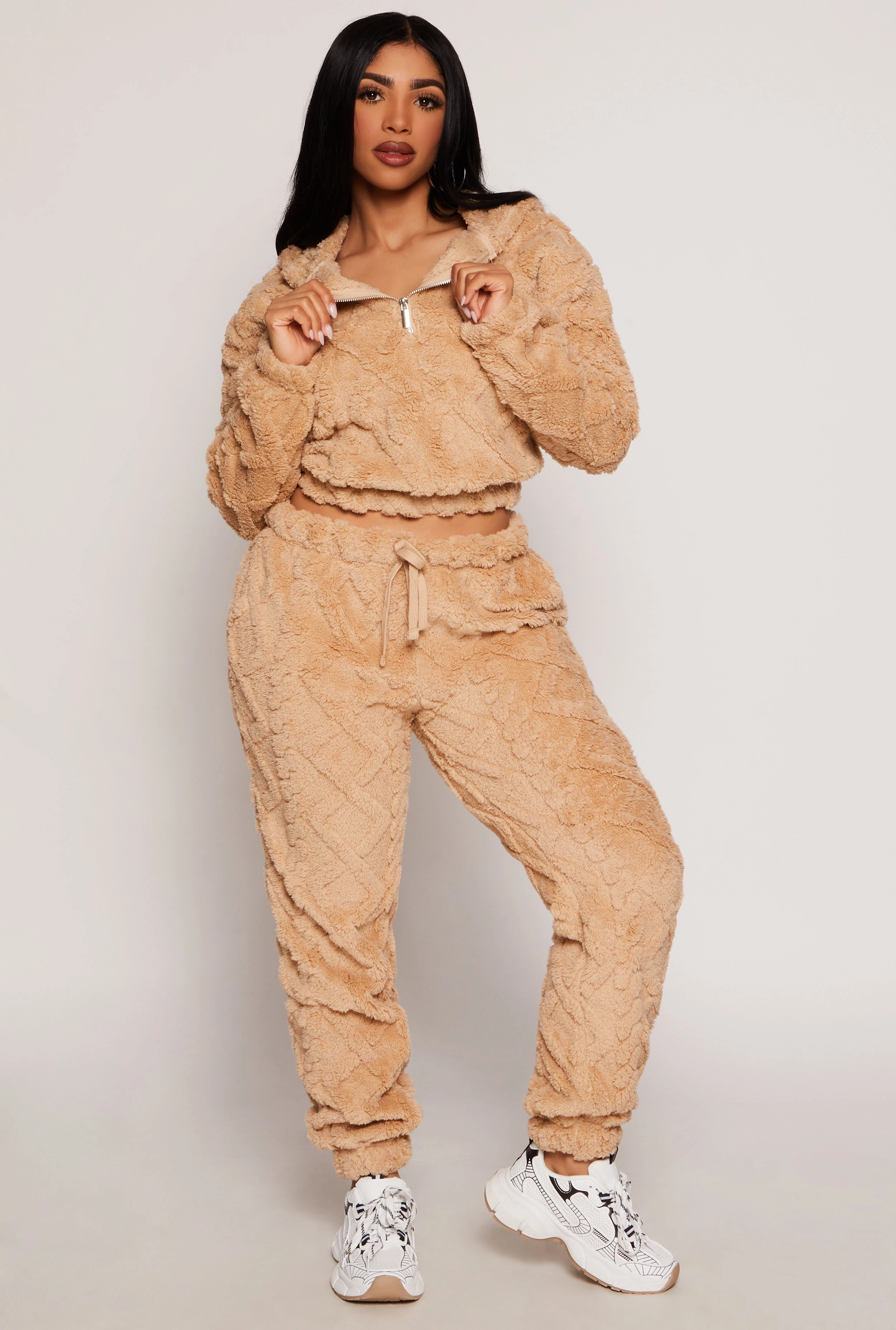 Almost Famous Faux Fur Half Zip Hoodie