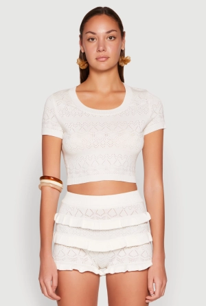 Almost Famous Pointelle Knit Crop Top