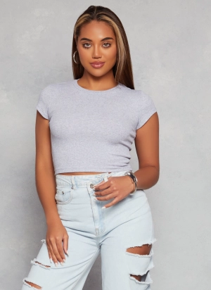 Ambiance Ribbed Knit Crew Neck Crop Top