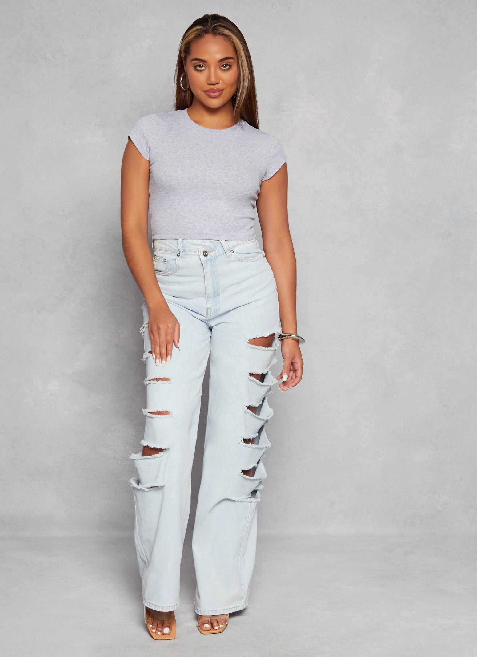 Ambiance Ribbed Knit Crew Neck Crop Top