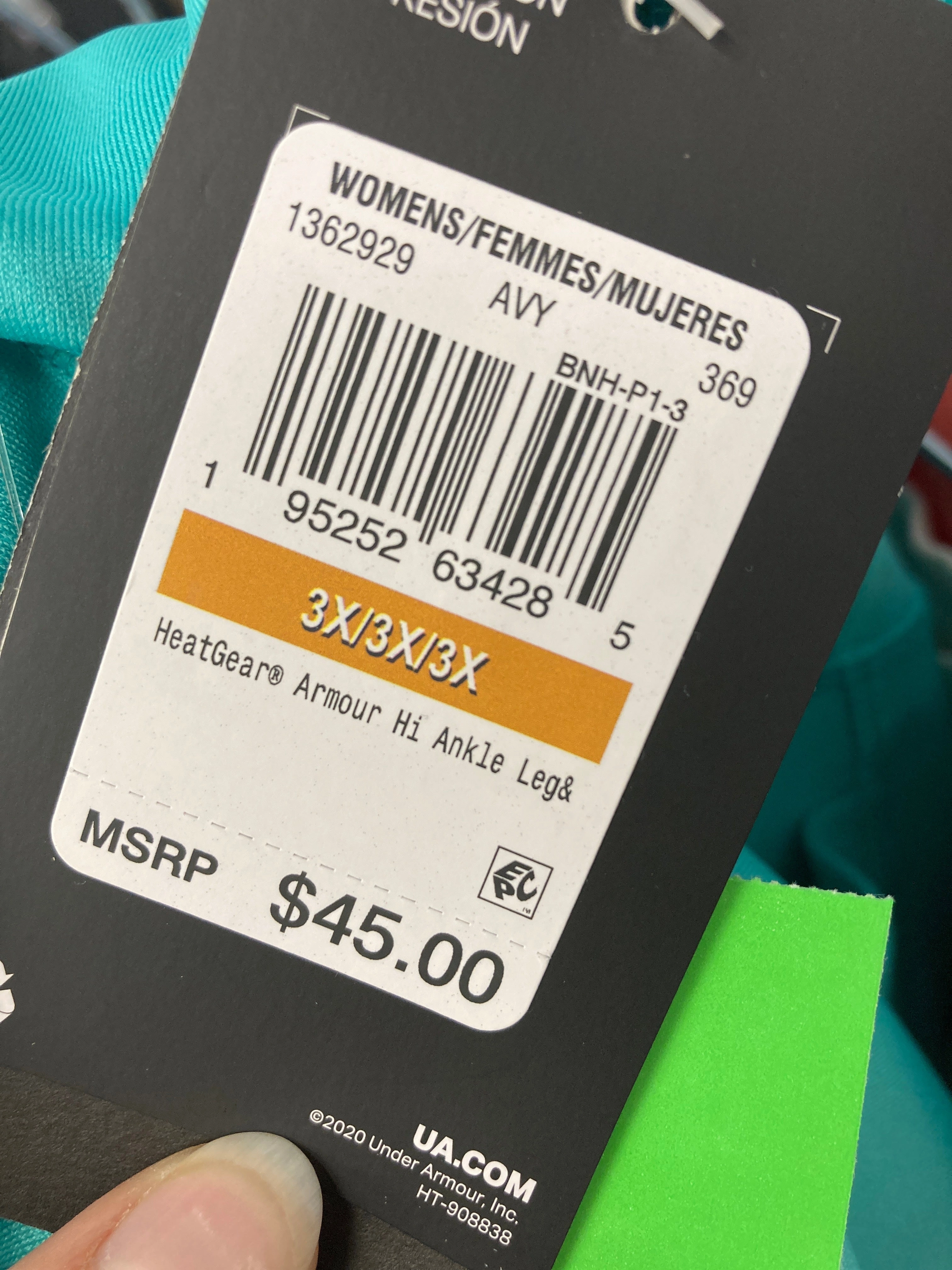 Athletic Leggings By Under Armour In Green, Size:3X
