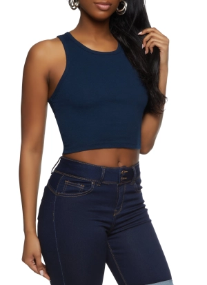 Basic Cropped Racerback Tank Top