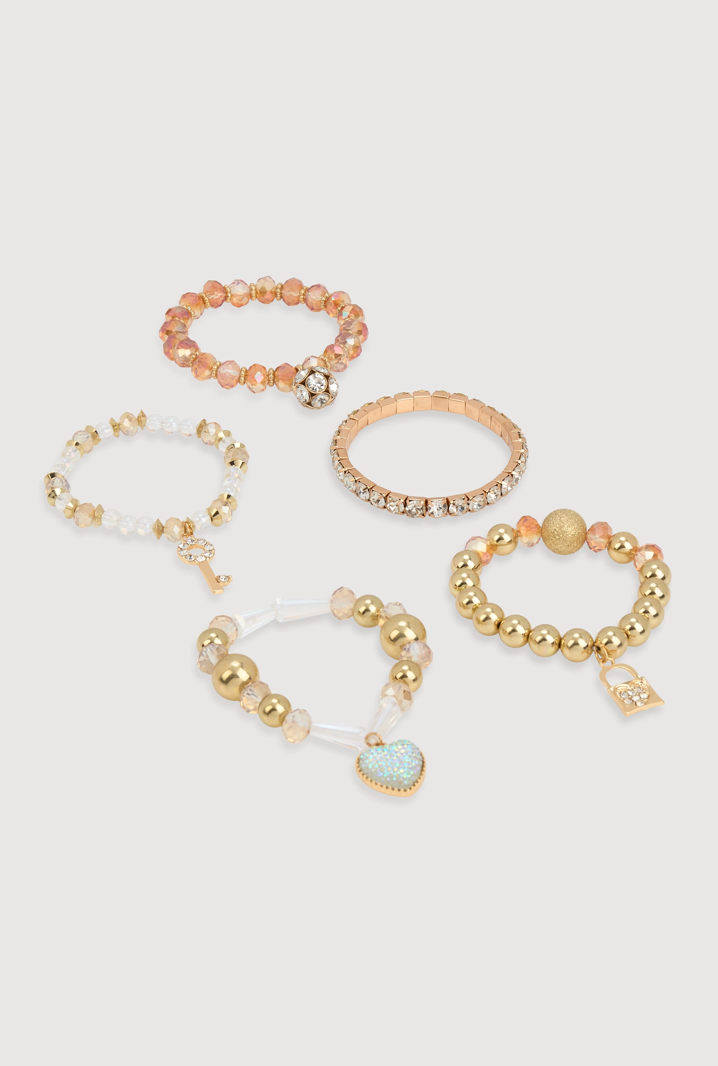 Beaded Stretch Charm Bracelets Set of 5
