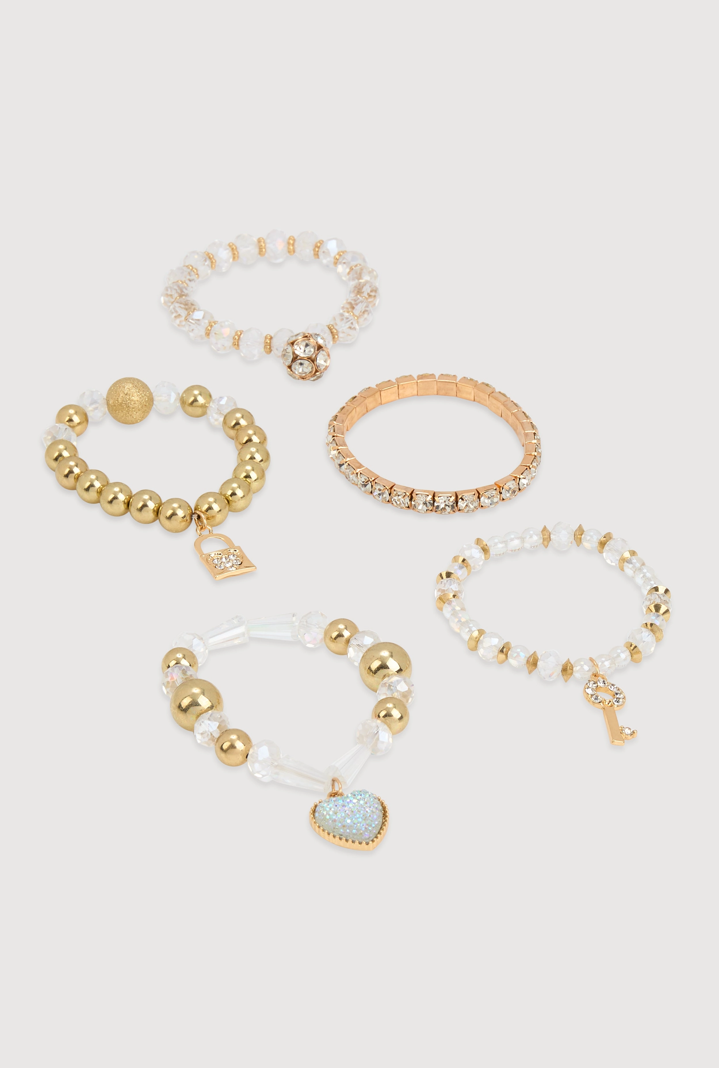 Beaded Stretch Charm Bracelets Set of 5