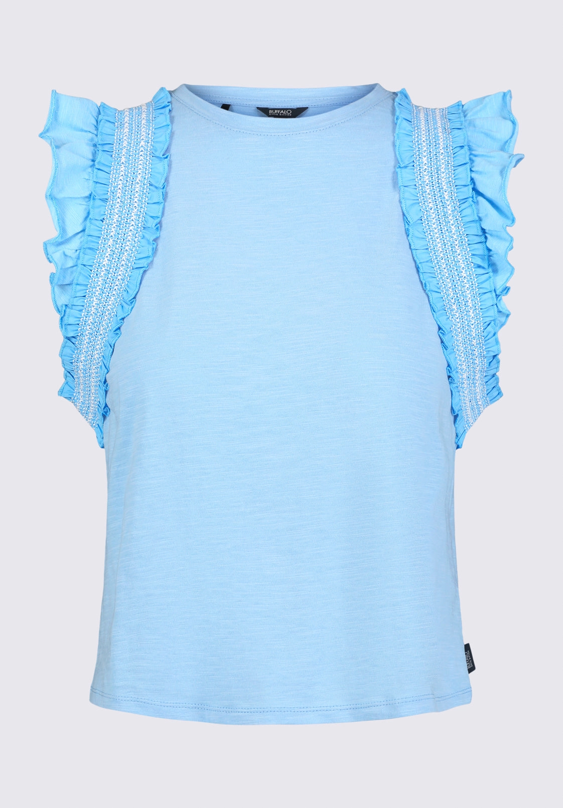 Betina Women's Ruffled Cropped Tank Top, Blue - KT0143S