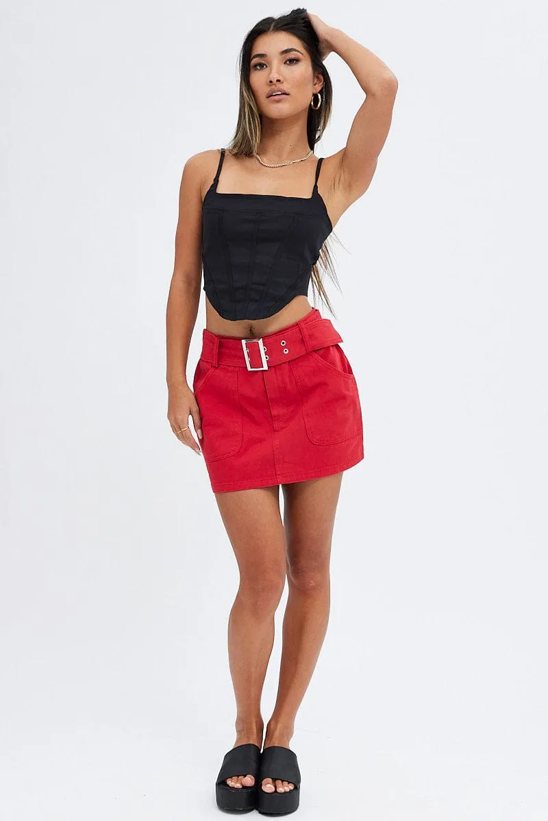 Black Lace Up Back Top Singlet