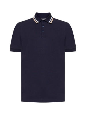 Brunello Cucinelli Striped Collar Polo Shirt