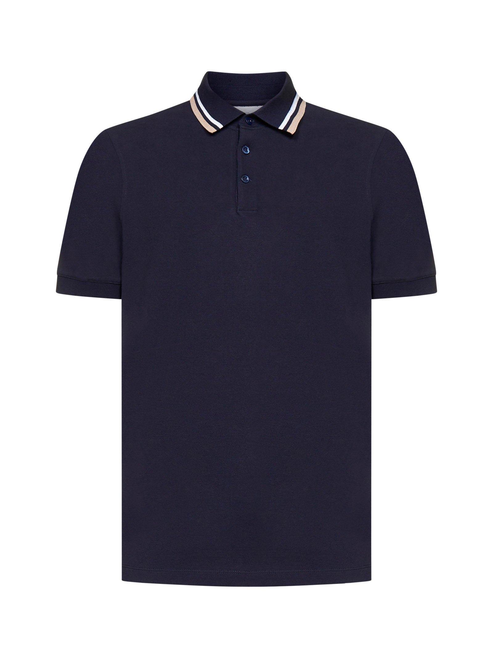 Brunello Cucinelli Striped Collar Polo Shirt