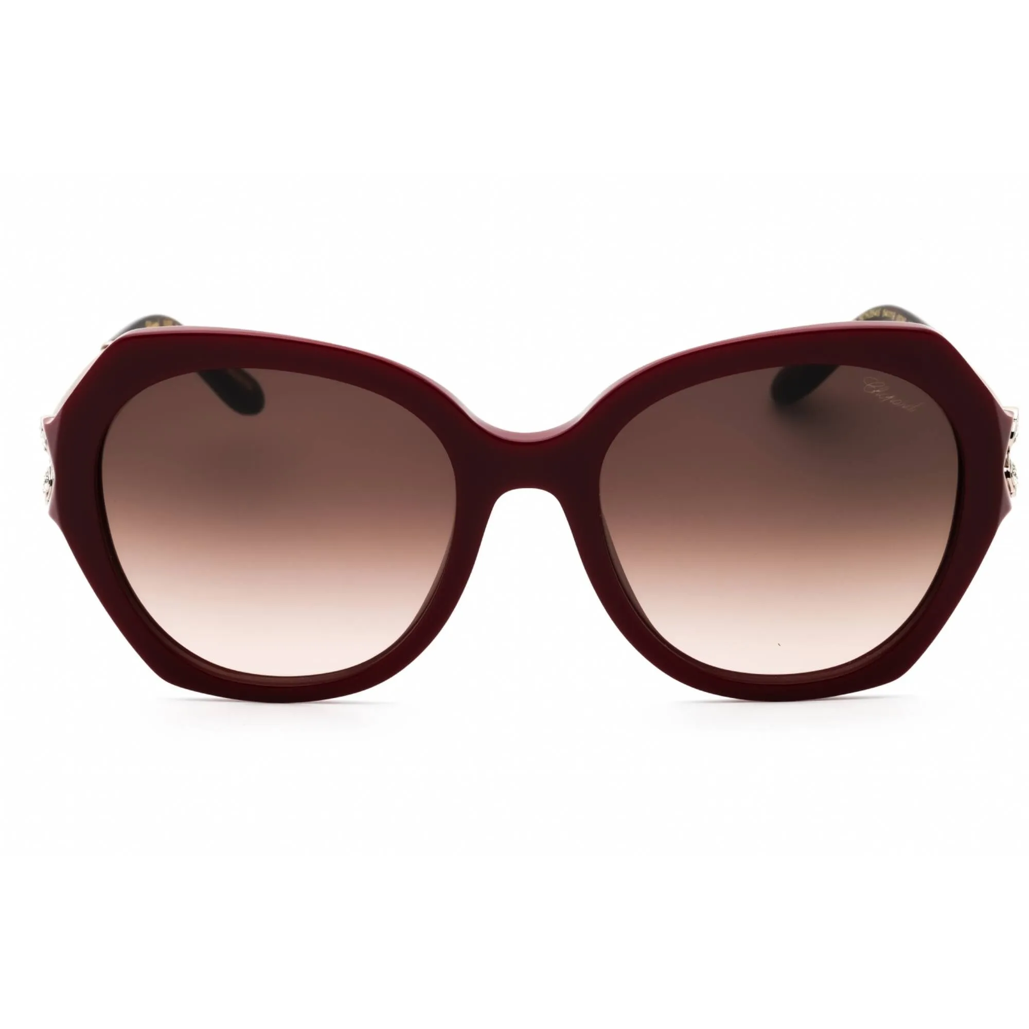 Chopard Women's Sunglasses - Burgundy Plastic Full Rim Oversized Frame | SCH354S 0G96