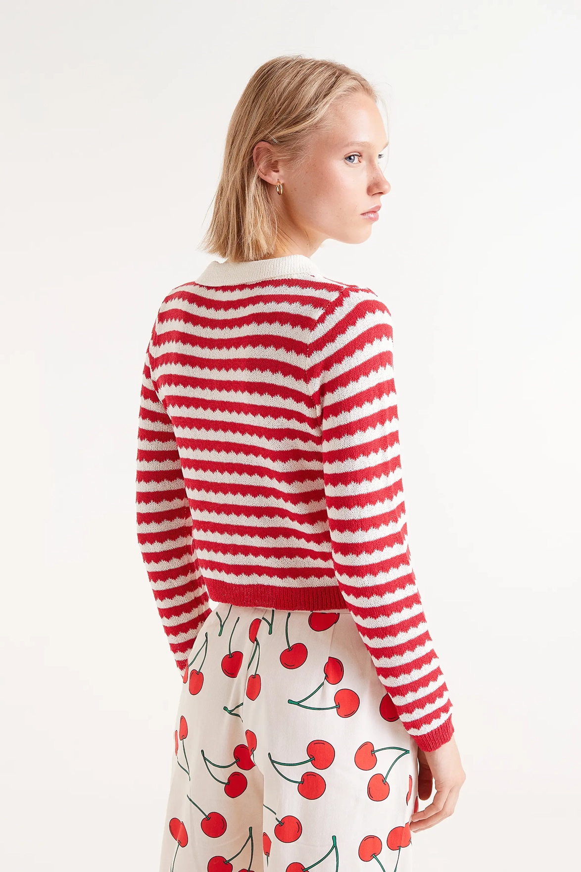 Compania Fantastica Red Stripe Cardigan