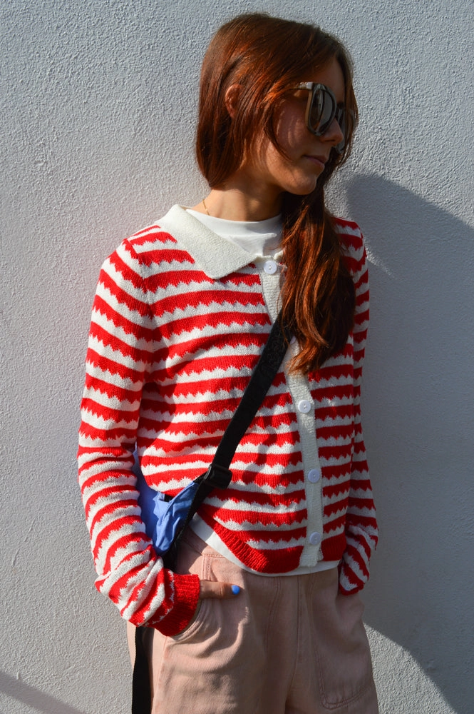 Compania Fantastica Red Stripe Cardigan