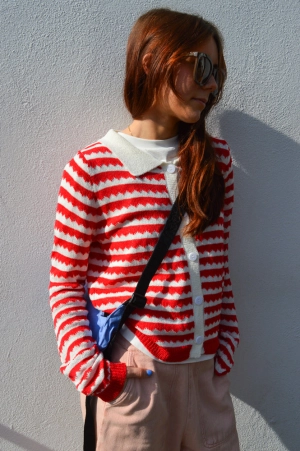 Compania Fantastica Red Stripe Cardigan
