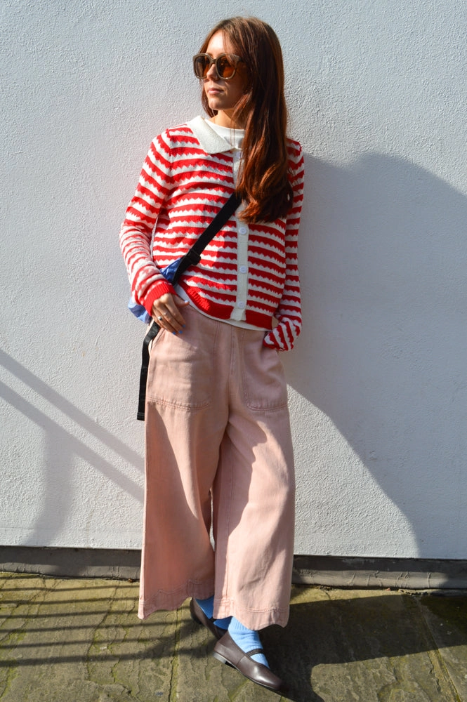 Compania Fantastica Red Stripe Cardigan