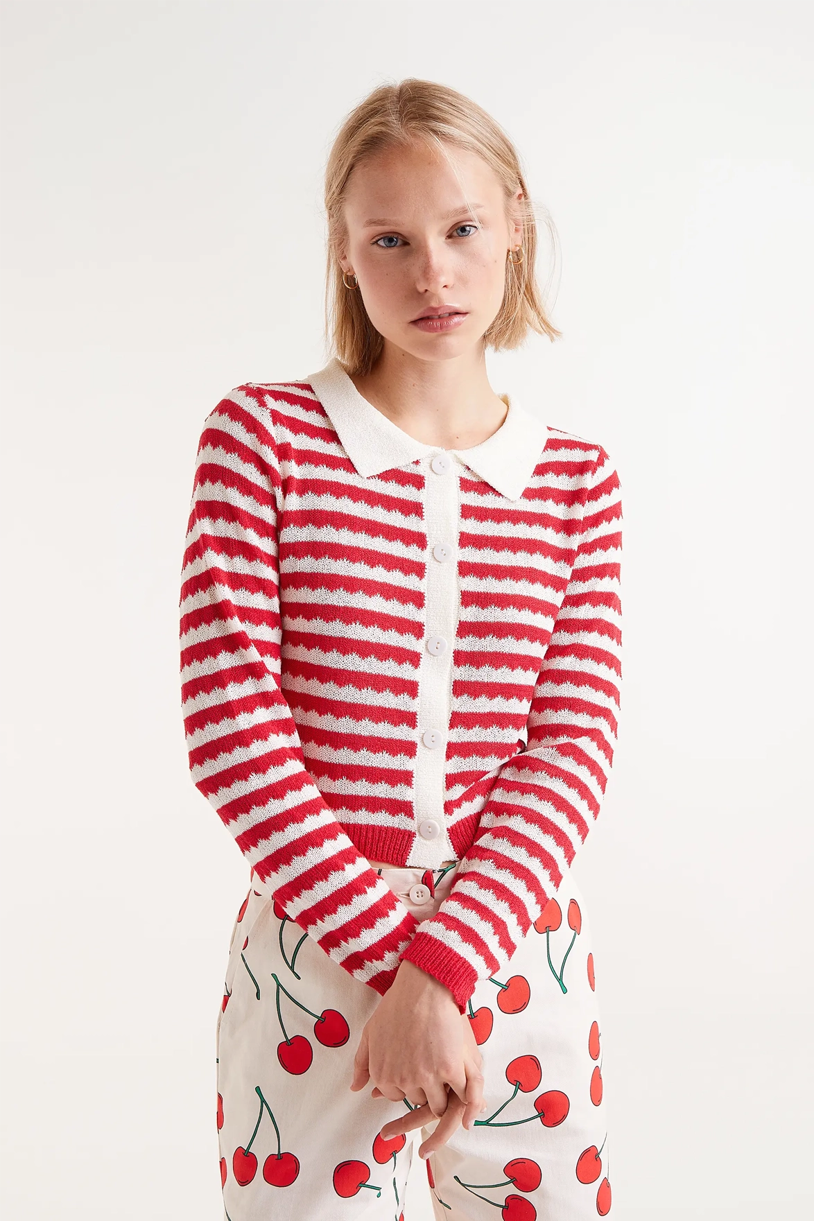 Compania Fantastica Red Stripe Cardigan