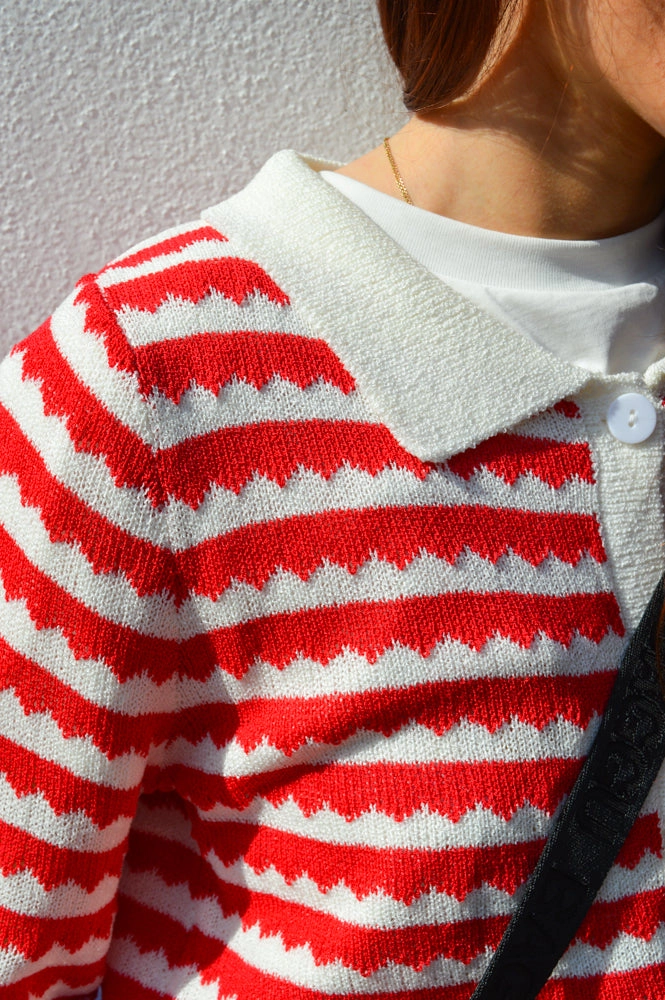 Compania Fantastica Red Stripe Cardigan
