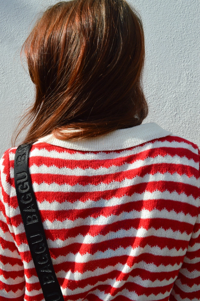 Compania Fantastica Red Stripe Cardigan