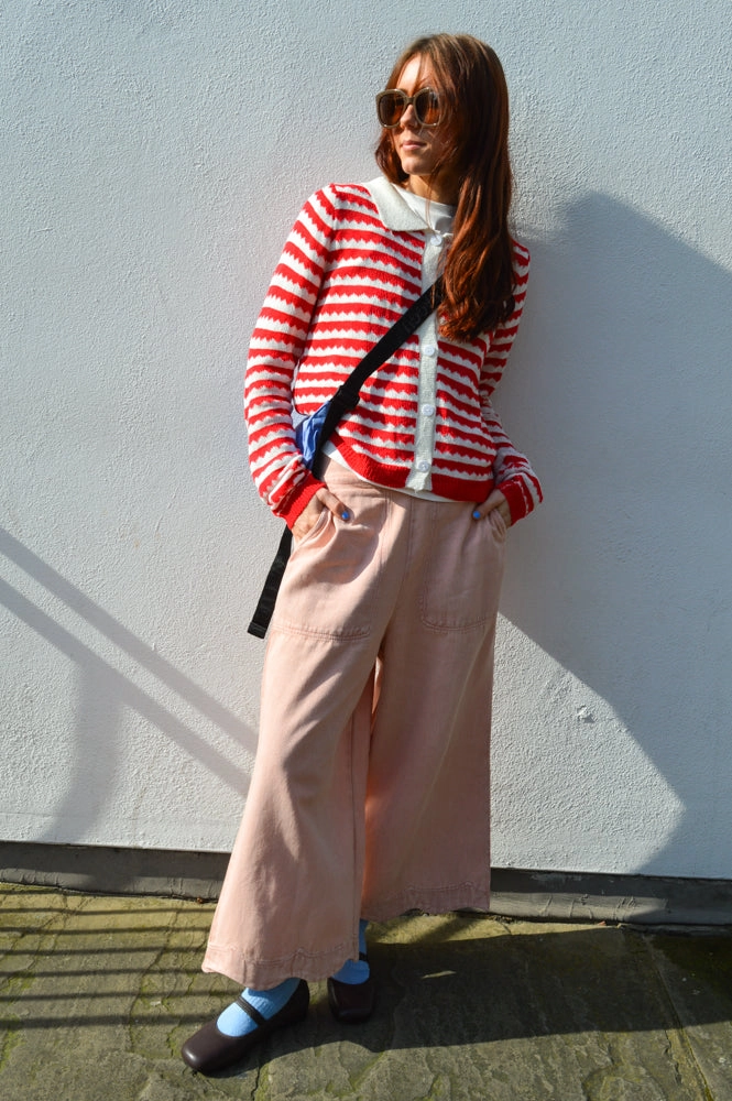 Compania Fantastica Red Stripe Cardigan