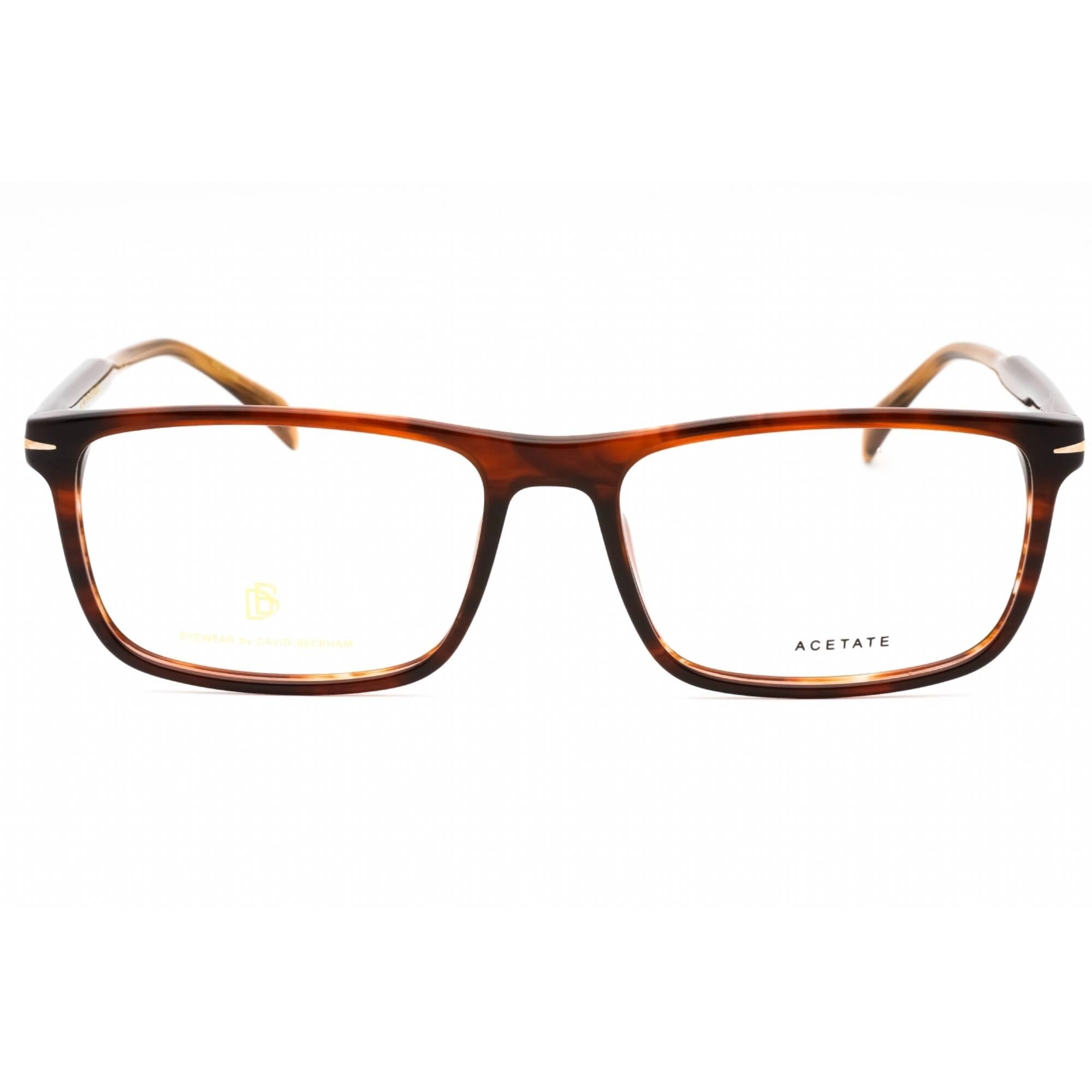 David Beckham Men's Eyeglasses - Brown Horn Rectangular Frame | DB 1135 0EX4 00