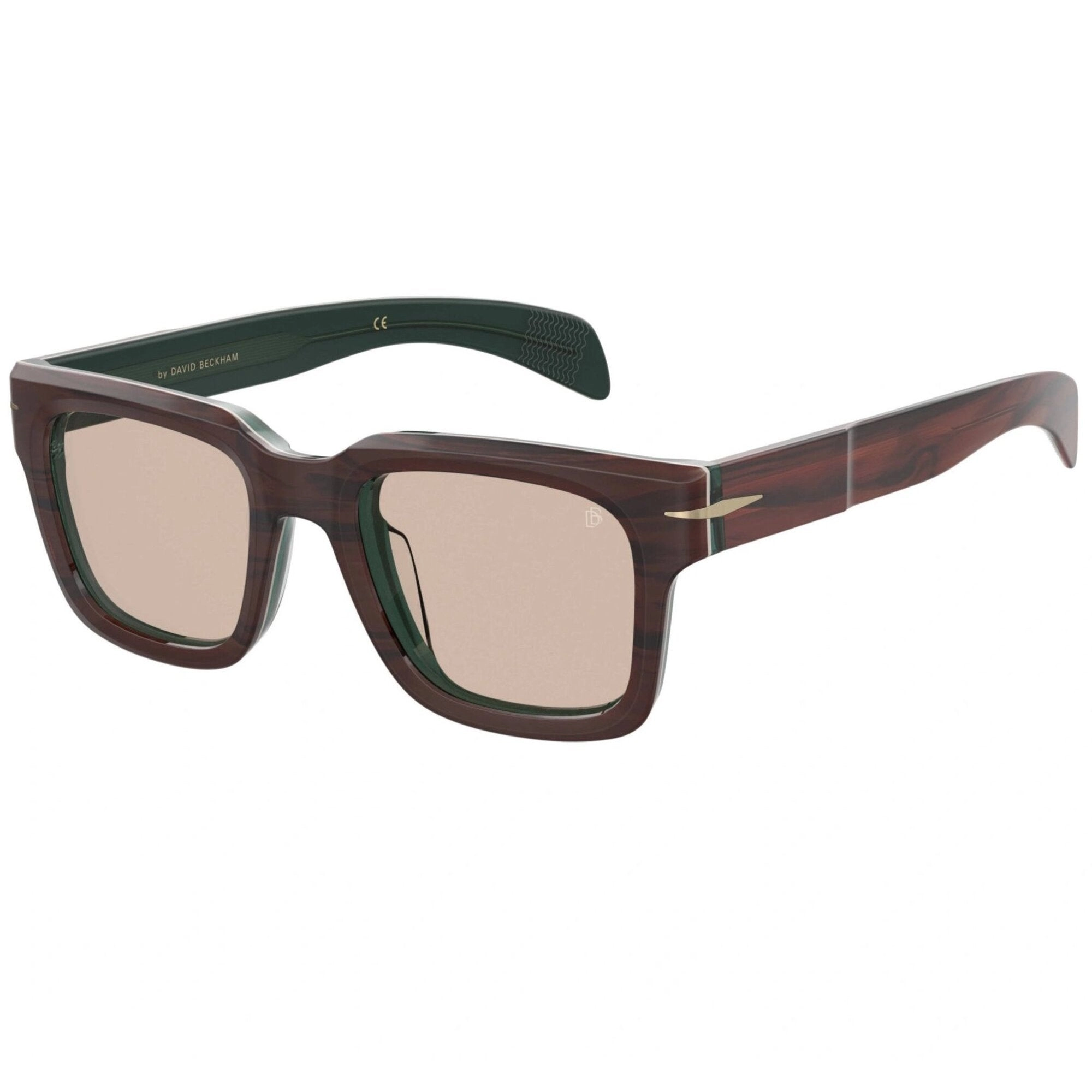 David Beckham Men's Sunglasses - Brown Striped Green Frame | DB 7100/S/LE 08OF/3O