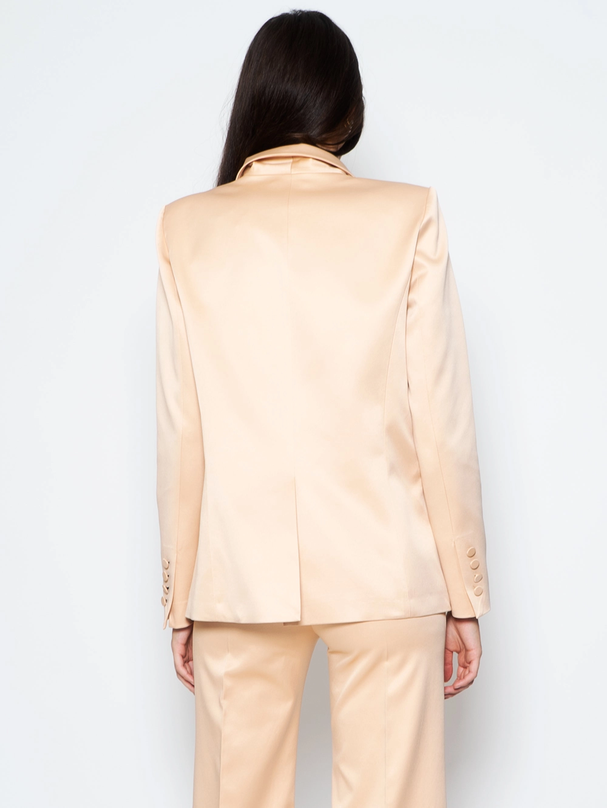 Double Breasted Blazer in Champagne Satin