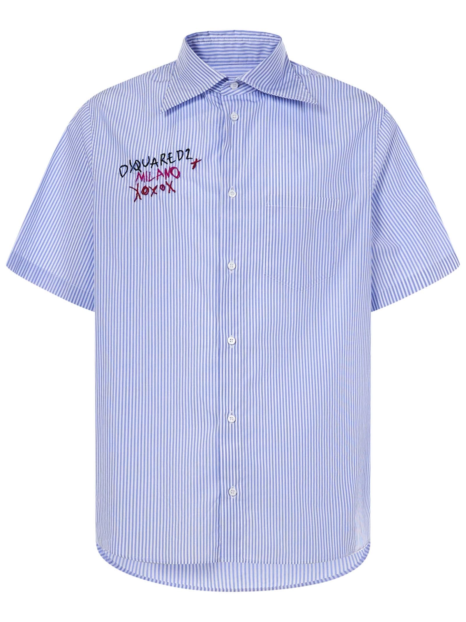 Dsquared2 Logo Embroidered Striped Shirt