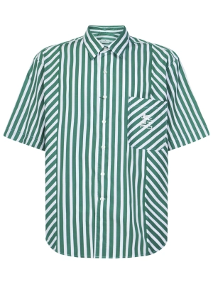 Etro Logo Embroidered Panelled Striped Short Sleeve Shirt