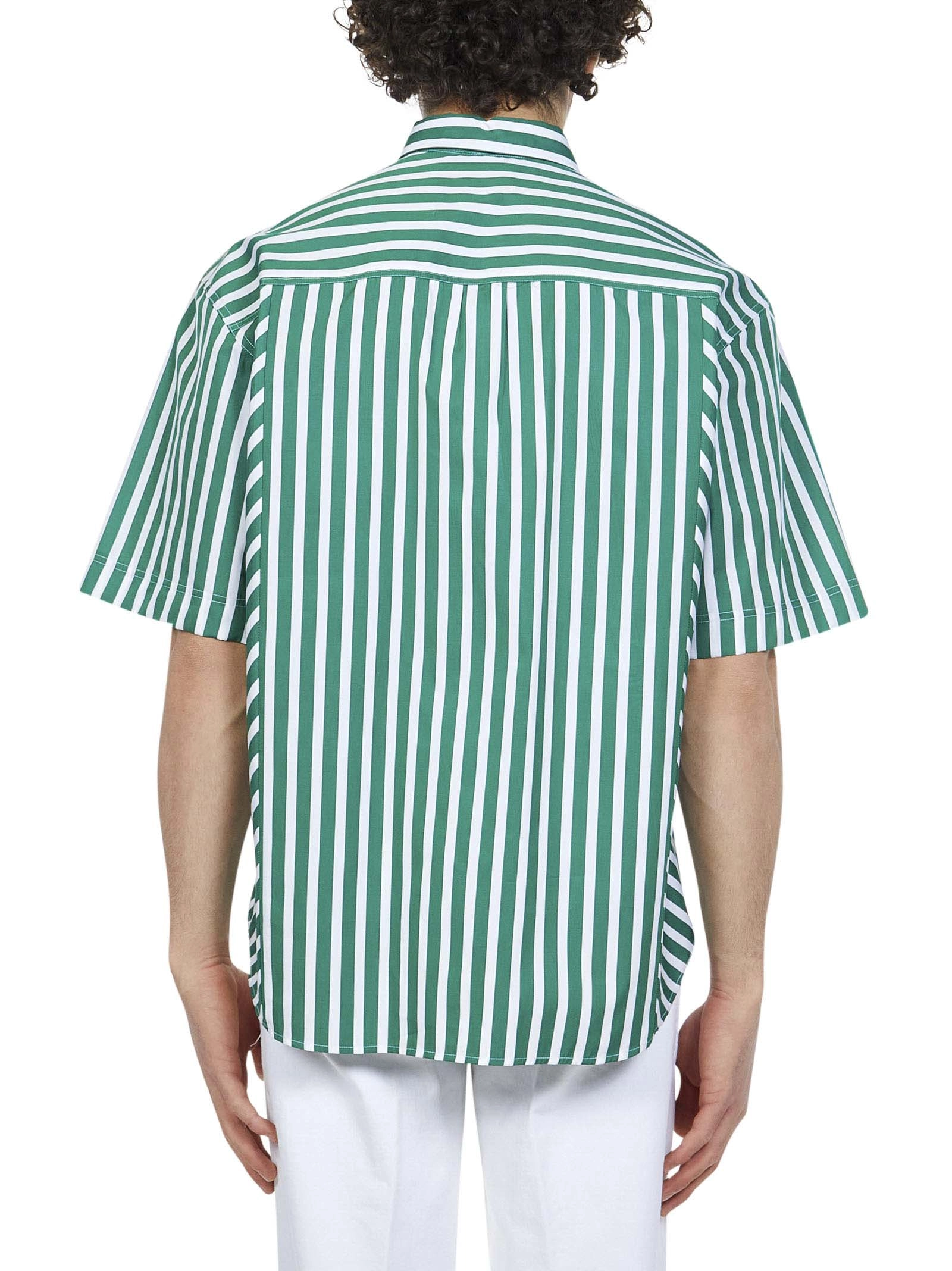 Etro Logo Embroidered Panelled Striped Short Sleeve Shirt