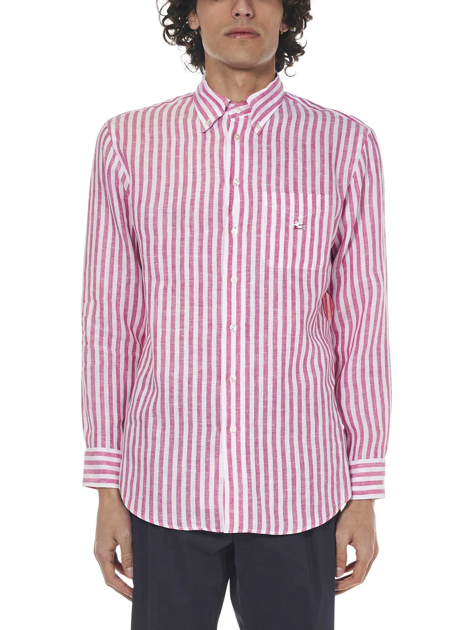 Etro Logo Embroidered Striped Shirt