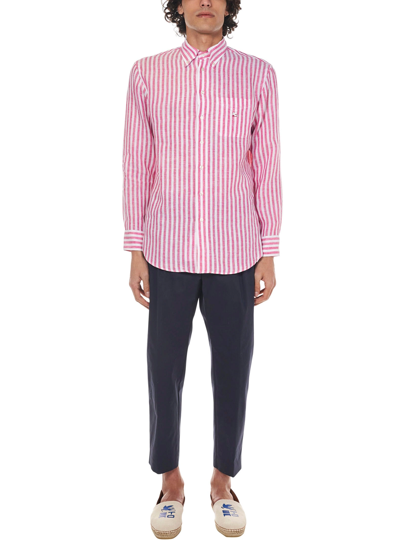 Etro Logo Embroidered Striped Shirt