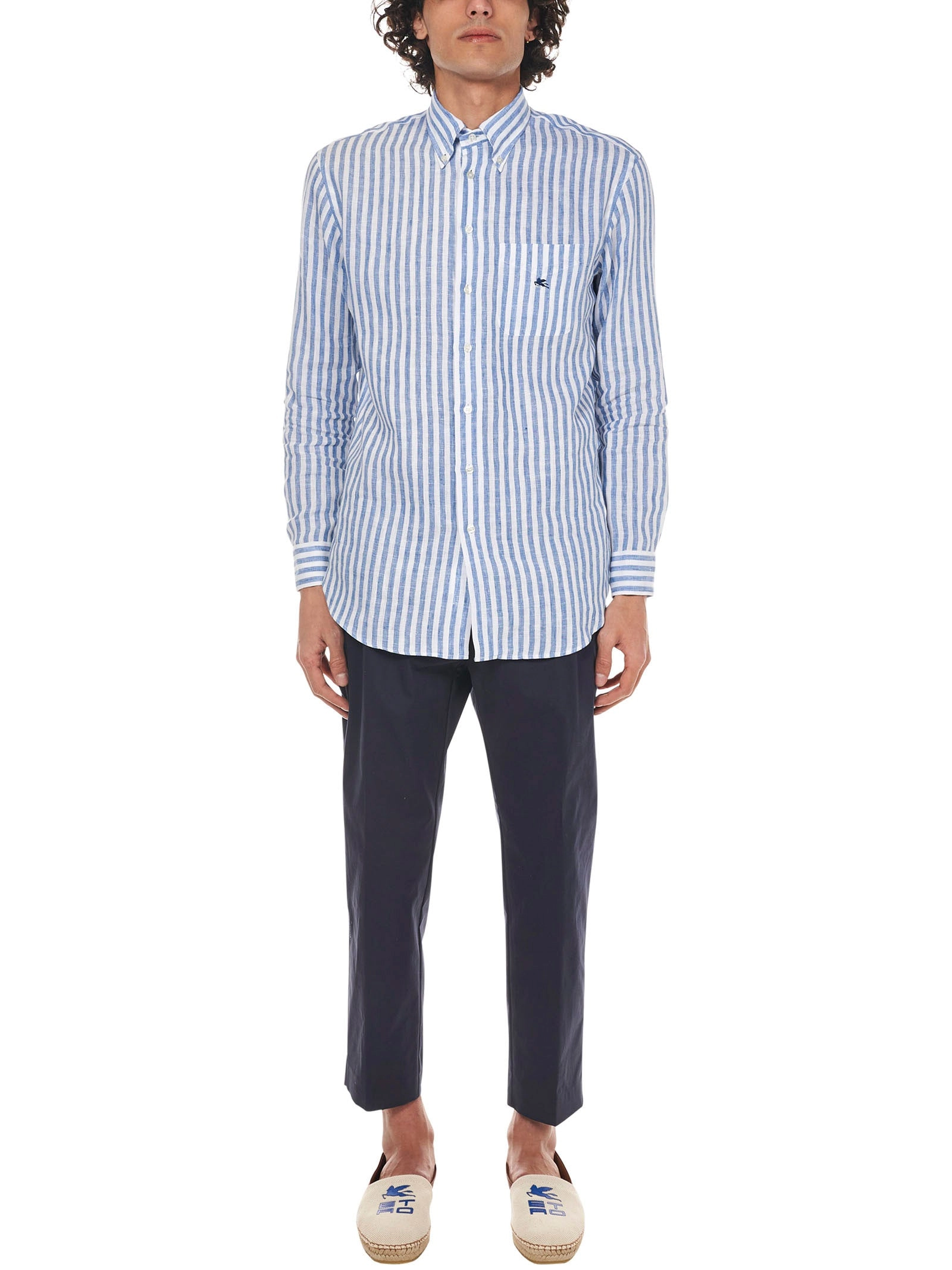 Etro Logo Embroidered Striped Shirt