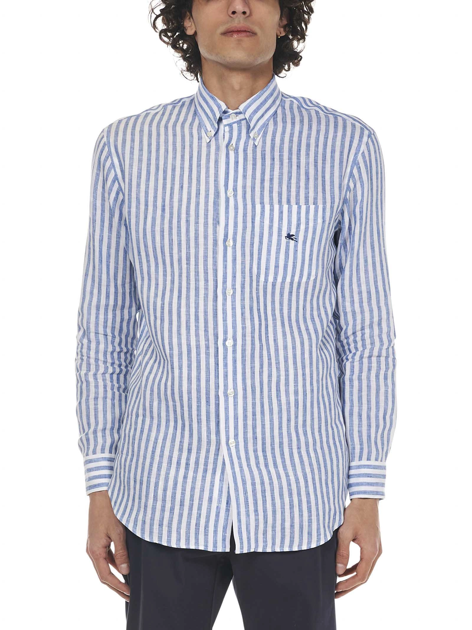 Etro Logo Embroidered Striped Shirt