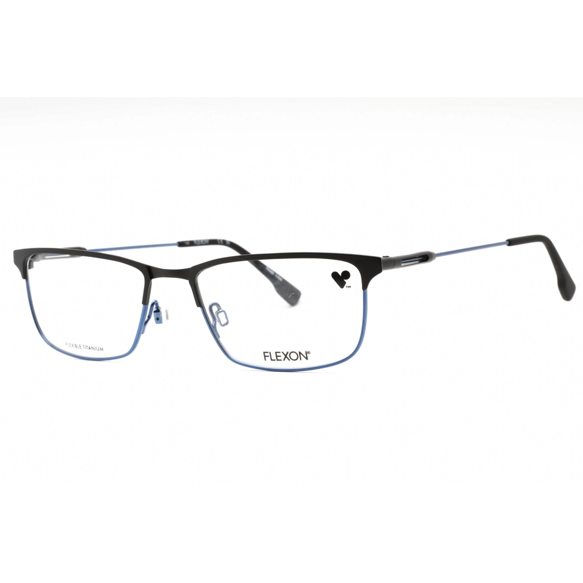 Flexon Men's Eyeglasses - Black/Blue Metal Rectangular Full Rim | FLEXON E1120 003