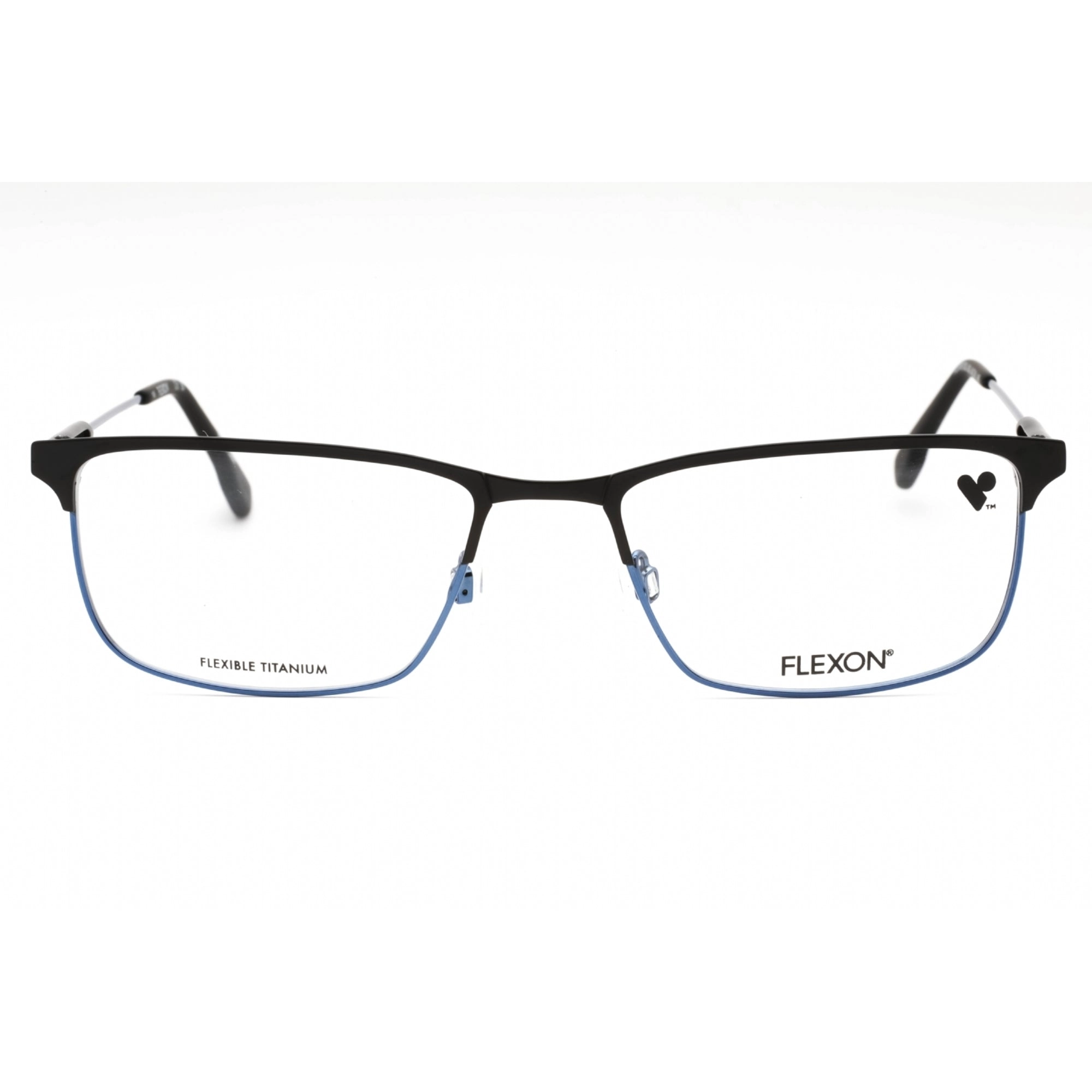 Flexon Men's Eyeglasses - Black/Blue Metal Rectangular Full Rim | FLEXON E1120 003