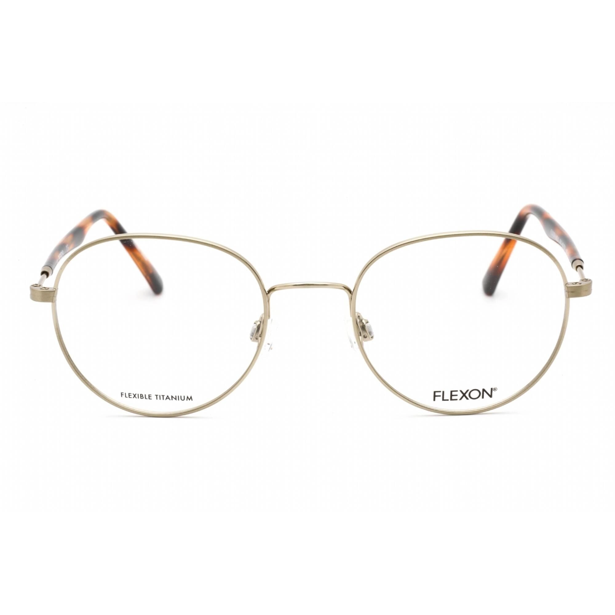 Flexon Men's Eyeglasses - Gold Full Rim Round Frame Clear Lens | FLEXON H6010 710