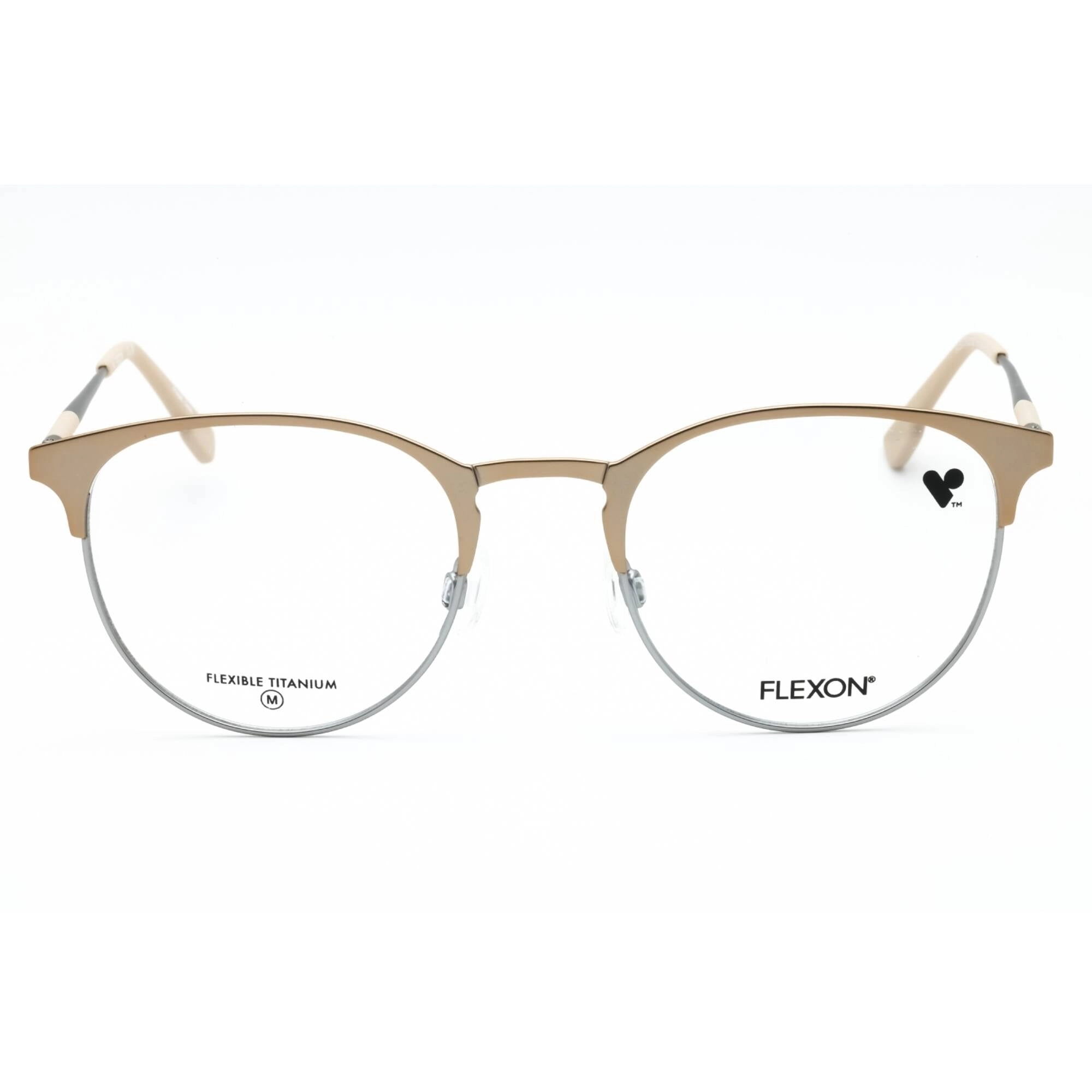 Flexon Men's Eyeglasses - Matte Light Gold Round Full Rim Frame | FLEXON E1133 712