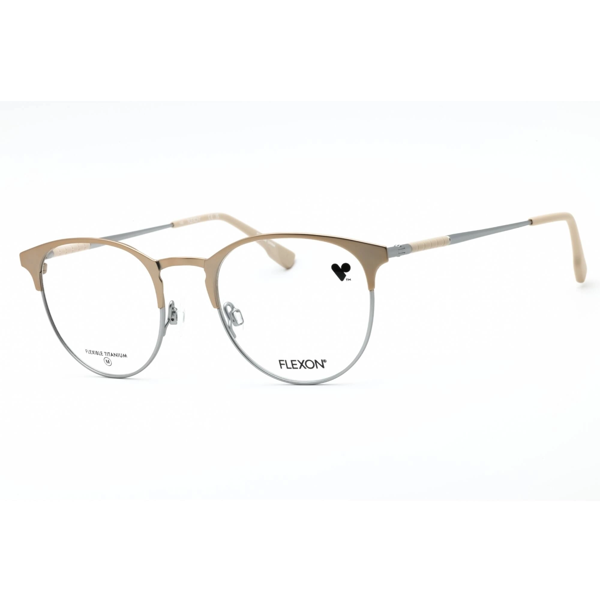 Flexon Men's Eyeglasses - Matte Light Gold Round Full Rim Frame | FLEXON E1133 712
