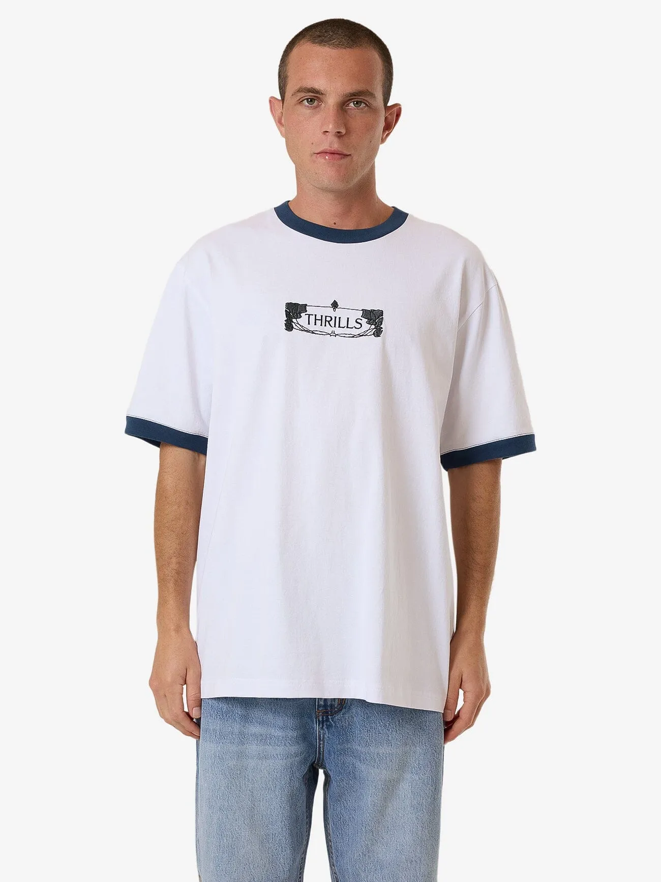 Garden State Oversize Fit Ringer Tee - White