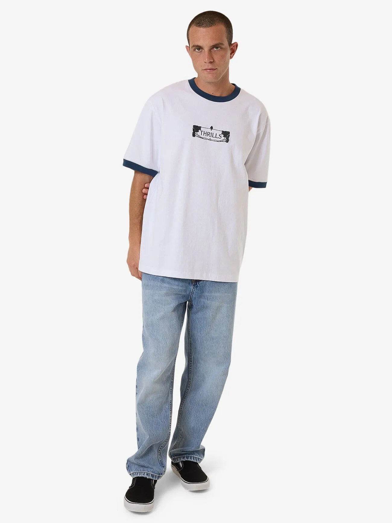 Garden State Oversize Fit Ringer Tee - White
