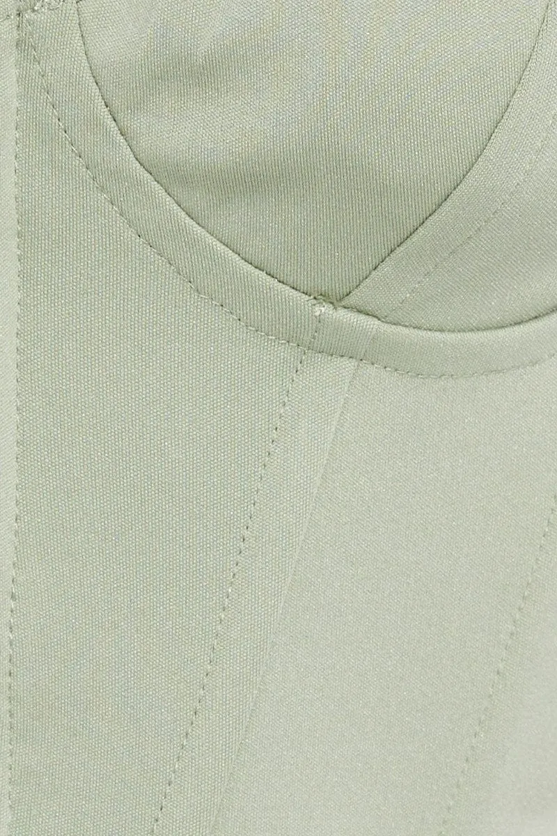Green Corset Singlet Sleeveless Sweetheart Neck