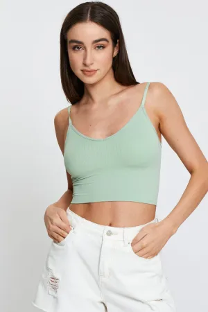 Green Crop Singlet Top Seamless