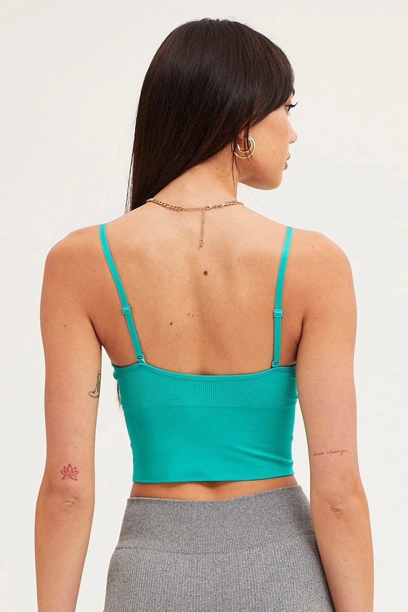 Green Crop Singlet Top Seamless