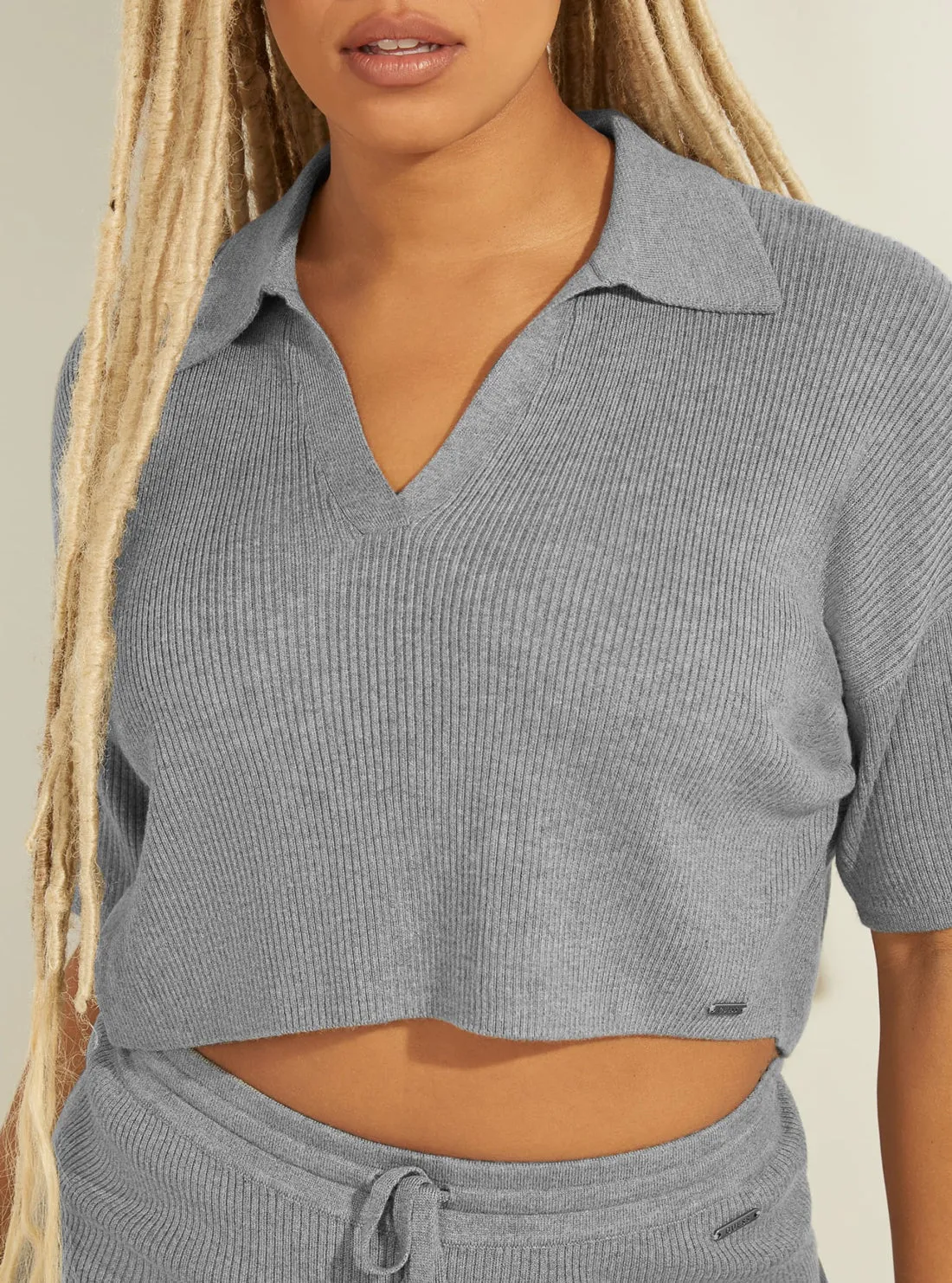 Grey Charli Oversized Polo Top