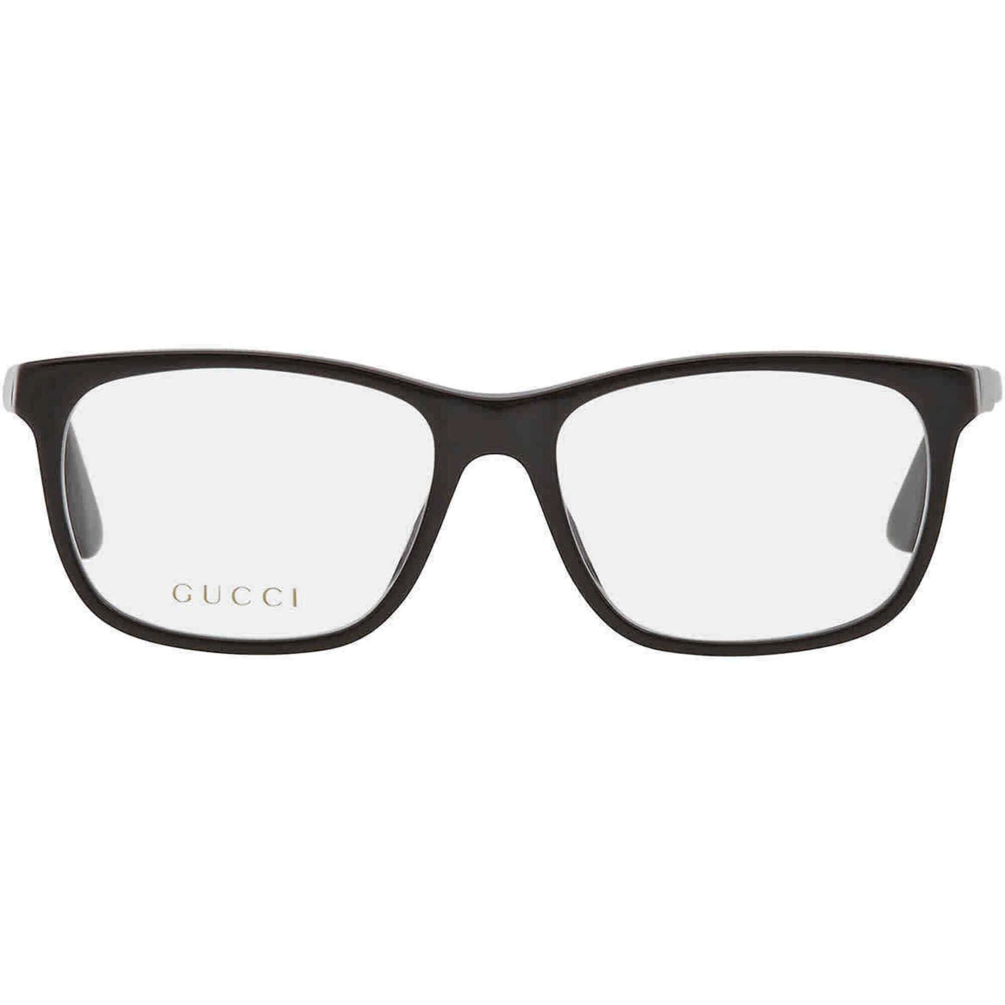 Gucci Men's Eyeglasses - Black Plastic Rectangular Shape Frame Demo Lens | GG0490O 006