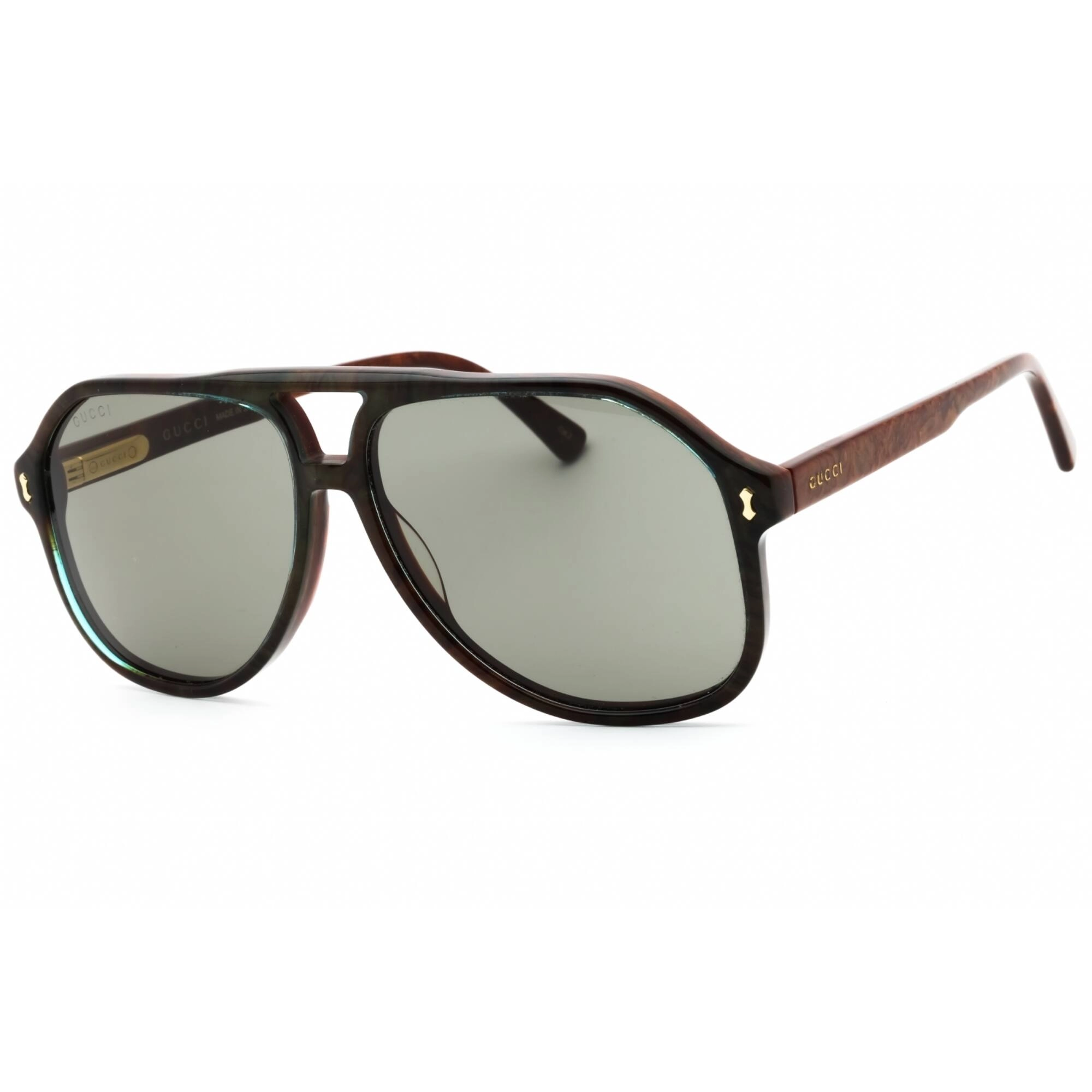 Gucci Men's Sunglasses - Blue Acetate Aviator Full Rim Frame Grey Lens | GG1042S 003