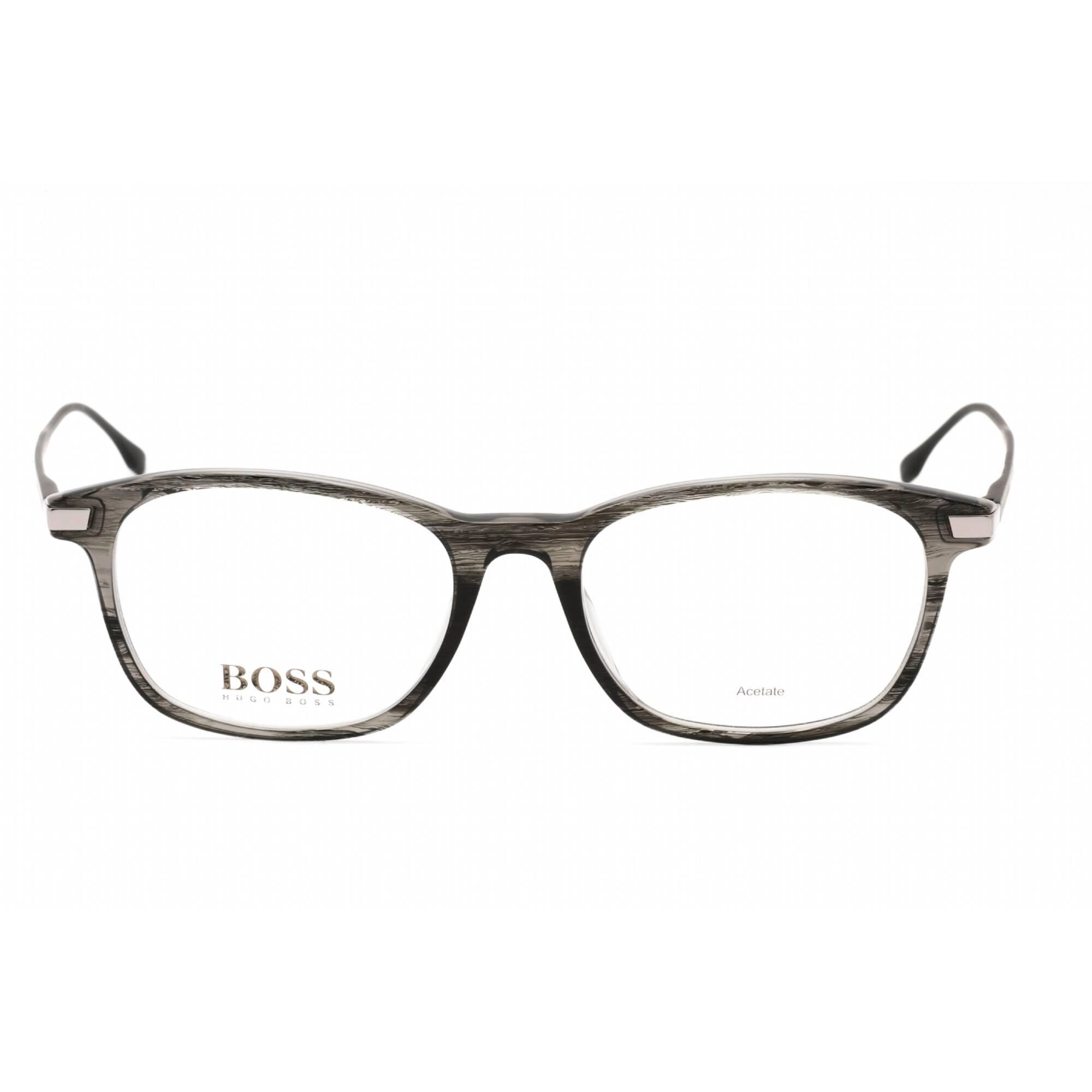 Hugo Boss Men's Eyeglasses - Full Rim Striped Grey Rectangular Frame | 0989 0PZH 00