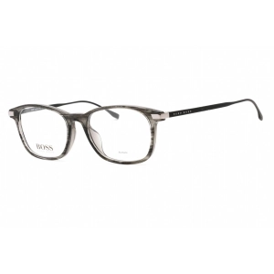 Hugo Boss Men's Eyeglasses - Full Rim Striped Grey Rectangular Frame | 0989 0PZH 00