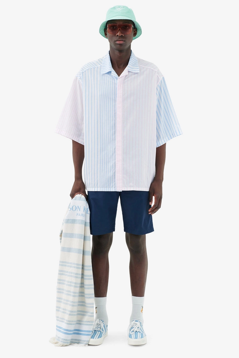 Men's Hawaiian Shirt Color Block Stripes