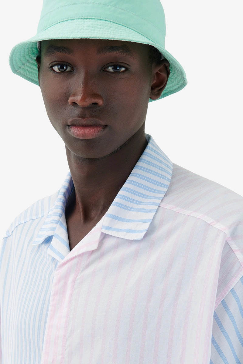 Men's Hawaiian Shirt Color Block Stripes
